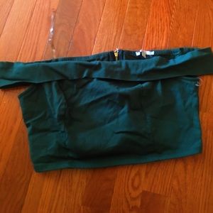 Green off the shoulder crop top